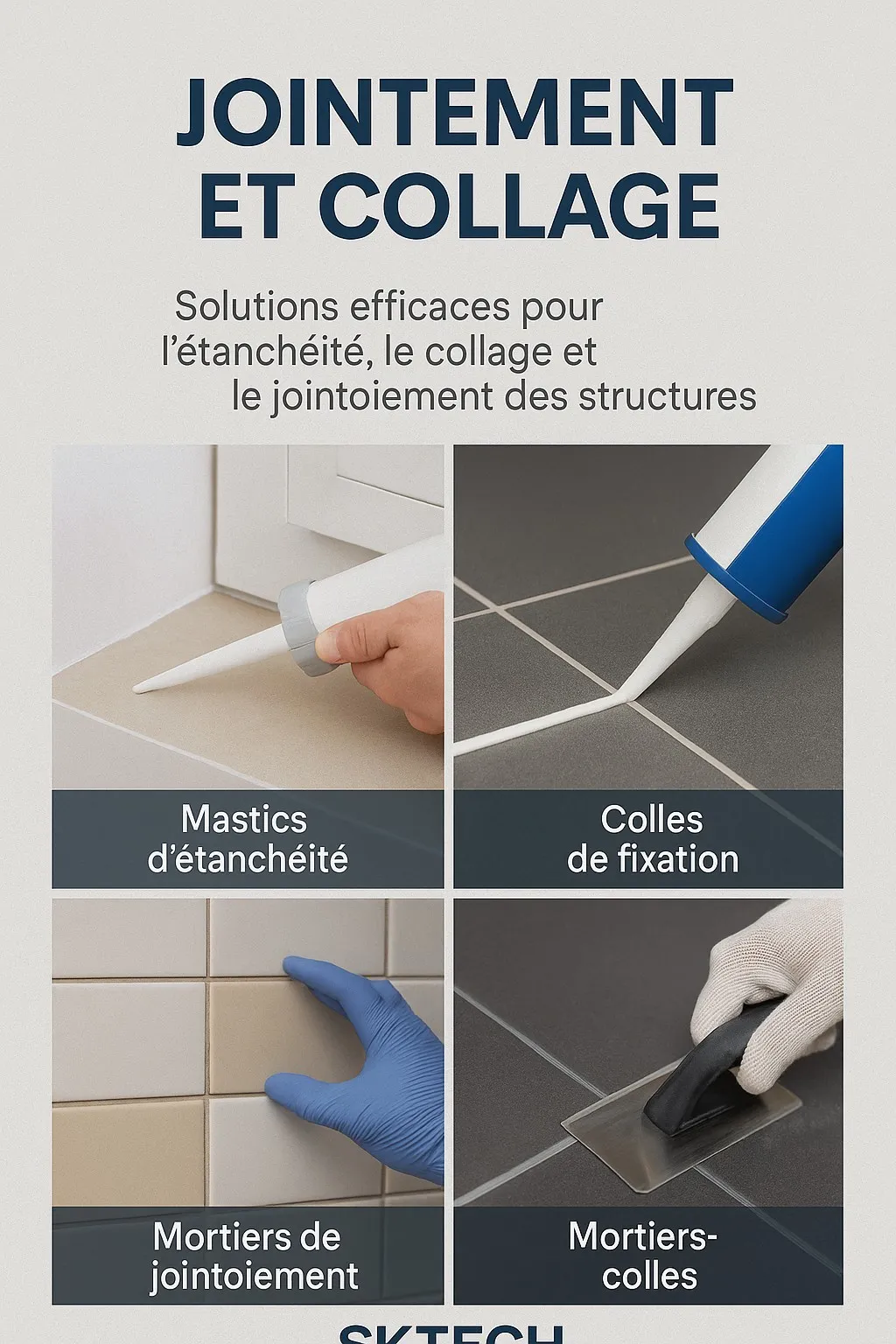 pate et joint et ciment colle